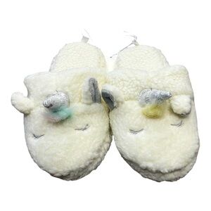 GAP Kids Unicorn Sherpa Slippers, White Rainbow, NEW